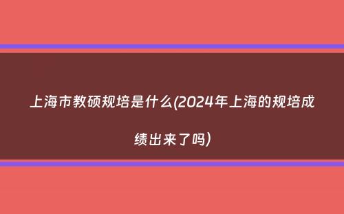 上海市教硕规培是什么(2024年上海的规培成绩出来了吗）