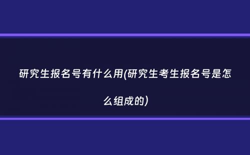 研究生报名号有什么用(研究生考生报名号是怎么组成的）