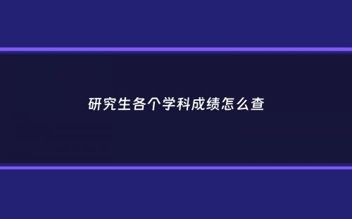 研究生各个学科成绩怎么查