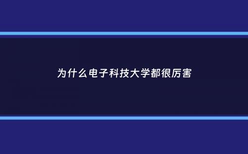 为什么电子科技大学都很厉害