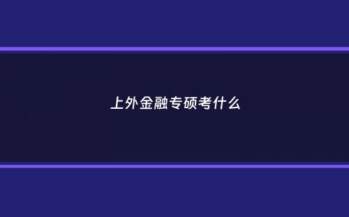 上外金融专硕考什么