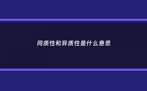 同质性和异质性是什么意思