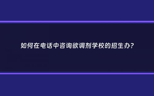 如何在电话中咨询欲调剂学校的招生办？