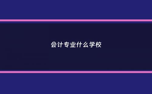 会计专业什么学校