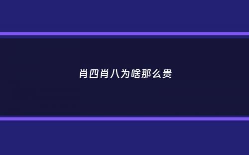 肖四肖八为啥那么贵