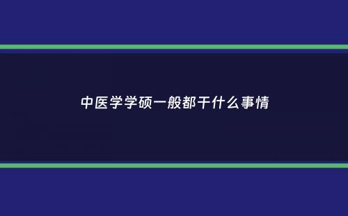 中医学学硕一般都干什么事情