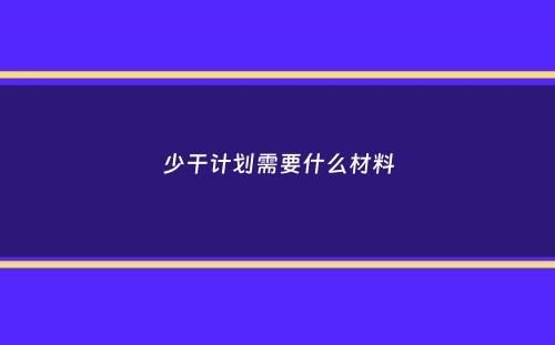 少干计划需要什么材料