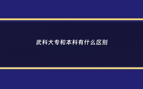 武科大专和本科有什么区别