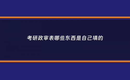 考研政审表哪些东西是自己填的