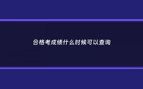 合格考成绩什么时候可以查询