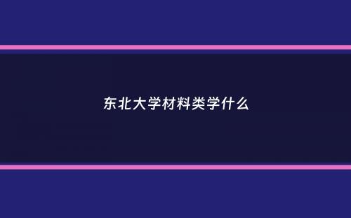 东北大学材料类学什么