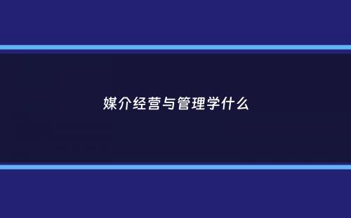 媒介经营与管理学什么