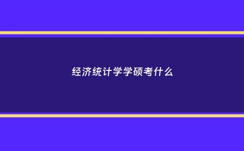 经济统计学学硕考什么