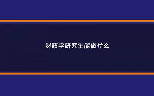 财政学研究生能做什么