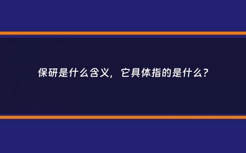 保研是什么含义，它具体指的是什么？