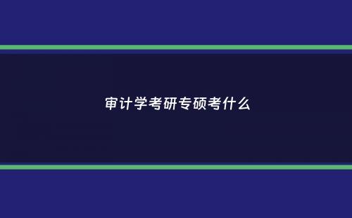 审计学考研专硕考什么