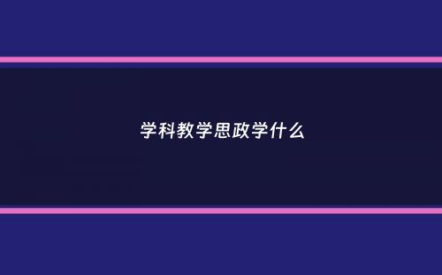 学科教学思政学什么