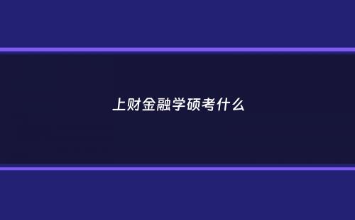 上财金融学硕考什么