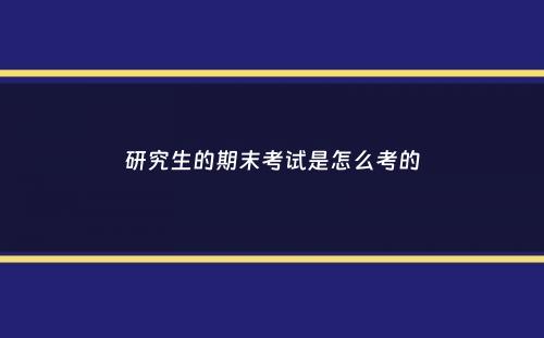 研究生的期末考试是怎么考的