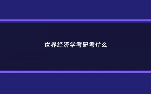 世界经济学考研考什么