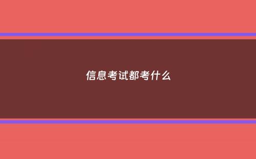 信息考试都考什么