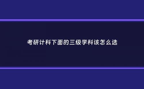 考研计科下面的三级学科该怎么选