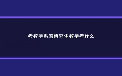 考数学系的研究生数学考什么