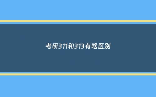 考研311和313有啥区别