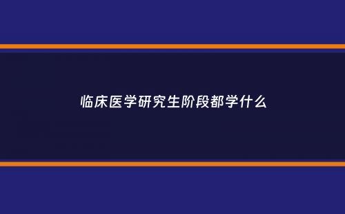 临床医学研究生阶段都学什么