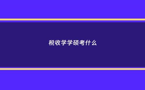 税收学学硕考什么