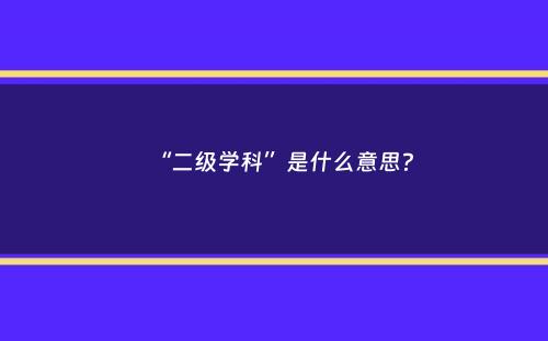 “二级学科”是什么意思？