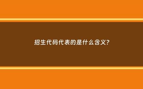 招生代码代表的是什么含义？