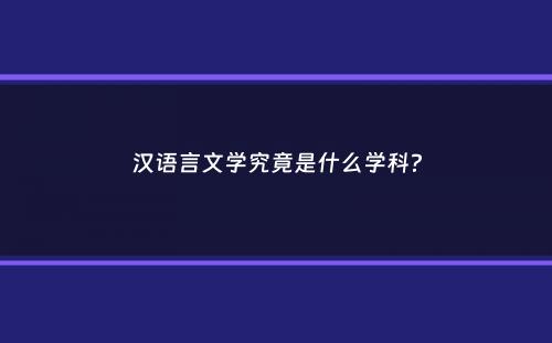 汉语言文学究竟是什么学科？