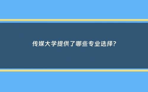 传媒大学提供了哪些专业选择？