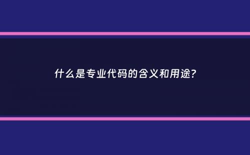 什么是专业代码的含义和用途？