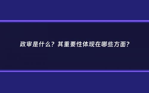 政审是什么？其重要性体现在哪些方面？