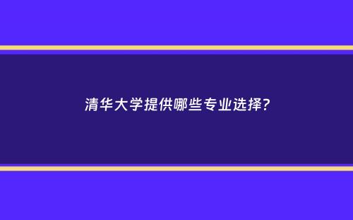 清华大学提供哪些专业选择？