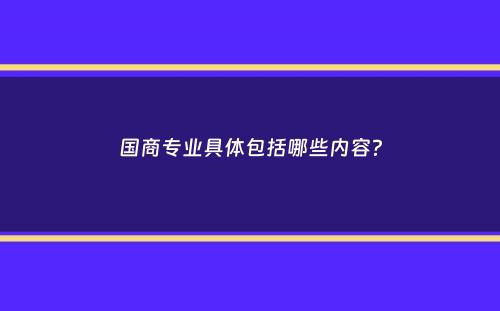 国商专业具体包括哪些内容？