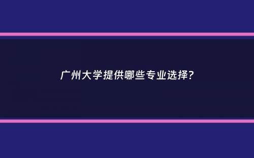 广州大学提供哪些专业选择？