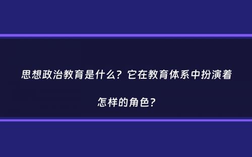 思想政治教育是什么？它在教育体系中扮演着怎样的角色？