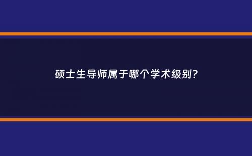 硕士生导师属于哪个学术级别？