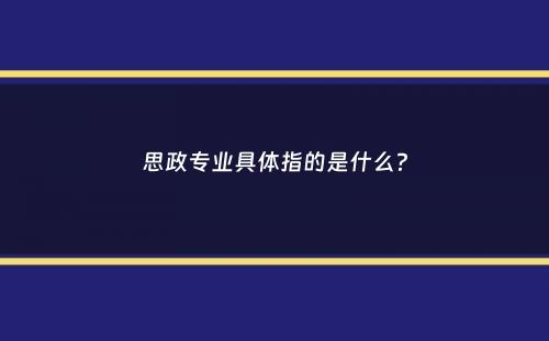 思政专业具体指的是什么？