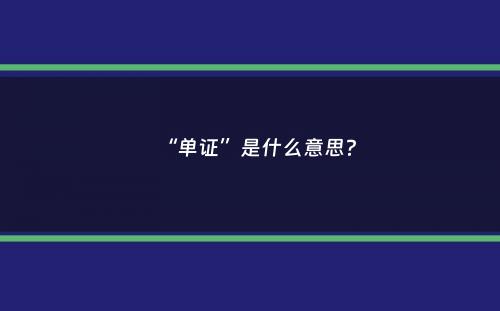 “单证”是什么意思？