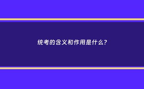 统考的含义和作用是什么？