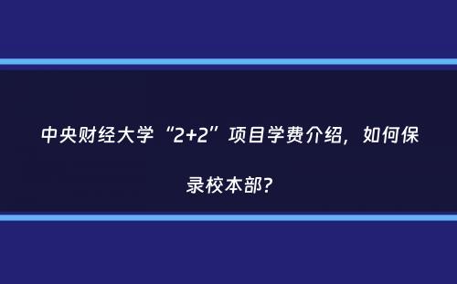 中央财经大学“2+2”项目学费介绍，如何保录校本部？