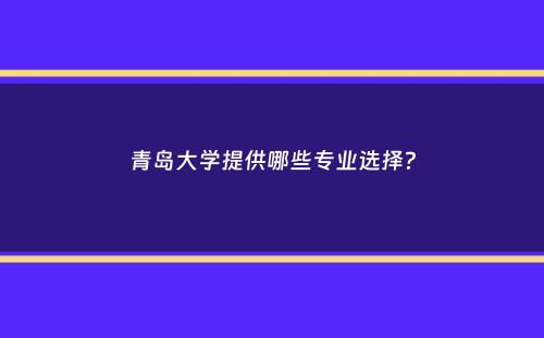 青岛大学提供哪些专业选择？