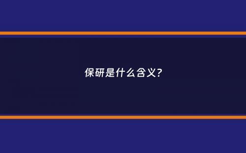 保研是什么含义？