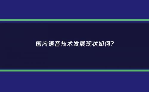 国内语音技术发展现状如何？