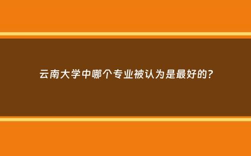 云南大学中哪个专业被认为是最好的？