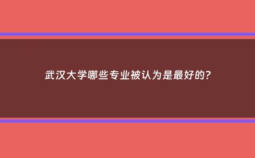 武汉大学哪些专业被认为是最好的？